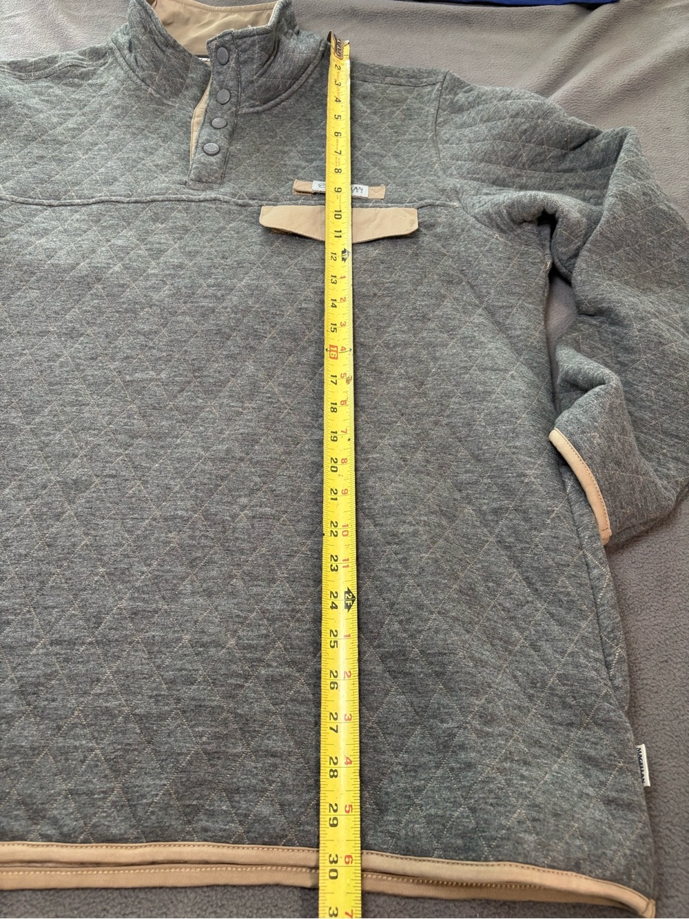 Magellan Outdoors XL Classic Fit Quilted Pullover Gray Beige 100% Cotton Knit - Picture 9 of 10